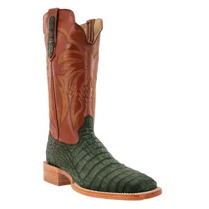 R. Watson Nubuck Olive Green Caiman Boot