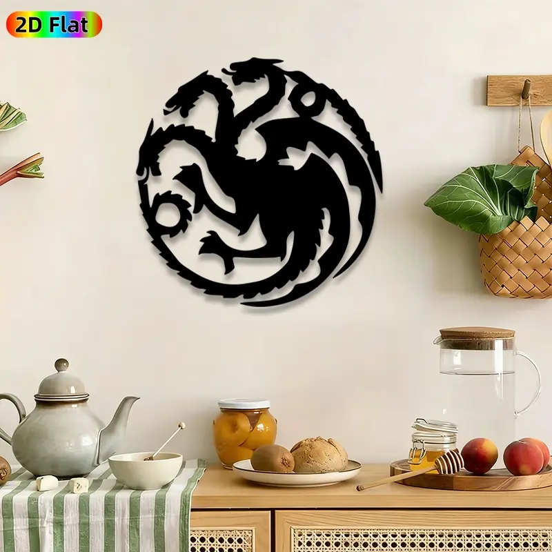 1pc Three-Headed Dragon Metal Wall Art, Targaryen Dragon Wall Sculptures, Perfect for Game of Thrones Theme Party, Housewarming Decor, Modern Home Decoration, Decoration Items, Living Room Man Cave Game Room Decor, Ideal Gift for Fantasy Enthusiasts
