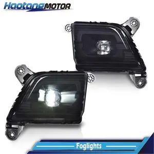 CROSSDESIGN 1Pair Fog Lights Lamp Black LED DRL Fit For 2019-2021 Chevrolet Silverado 1500