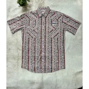 Panhandle Short Sleeve Aztec Snap Burnt Orange