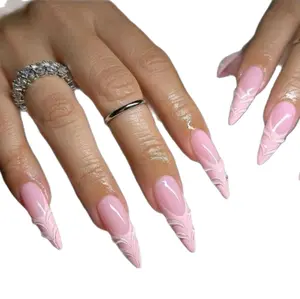 Effortless Long Almond Design Pink Stiletto Nails - Elegant and Versatile Nail Art for Everyday Wear