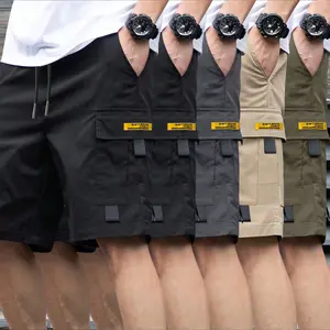 5 PCS Men's Casual Work Pants, suitable for daily workwear. Features drawstring waist and practical pockets. Perfect for summer outdoor activities, casual wear and daily use.,summervibes