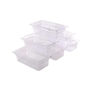 Hakka 6 Pack 1/3 Size Food Pan 2.5" Deep Polycarbonate Storage Prep Container，Commercial Stackable Polycarbonate Freezer-Safe for Fruits Vegetables Restaurant Kitchen