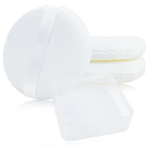 3 Pack Extra Large Body Powder Puff and Container, Soft Cotton Powder Puffs 4.13 Inch Dusting Powder Container with Puff Washable Round Powder Puffs for Woman Baby Body Face Loose Dusting Powde