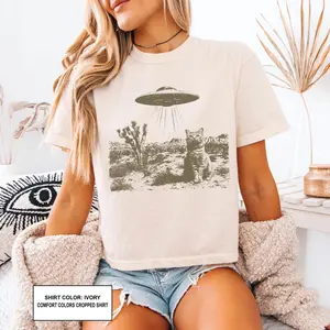 Funny Cat Graphic T-Shirt, Cute Cat Lover Gift, Comfort Colors Boxy Tee Women, Aesthetic Kitty Shirt, Trendy Pet Lover Tee