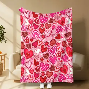 Countdown Sale!Valentine's Day Gift Red Heart Throw Blanket - Super Soft Fluffy flannel Blanket for Couples，Applicable throughout the four seasons，A suitable gift for a lover, parents or children, expressing a kind of affection towards them.