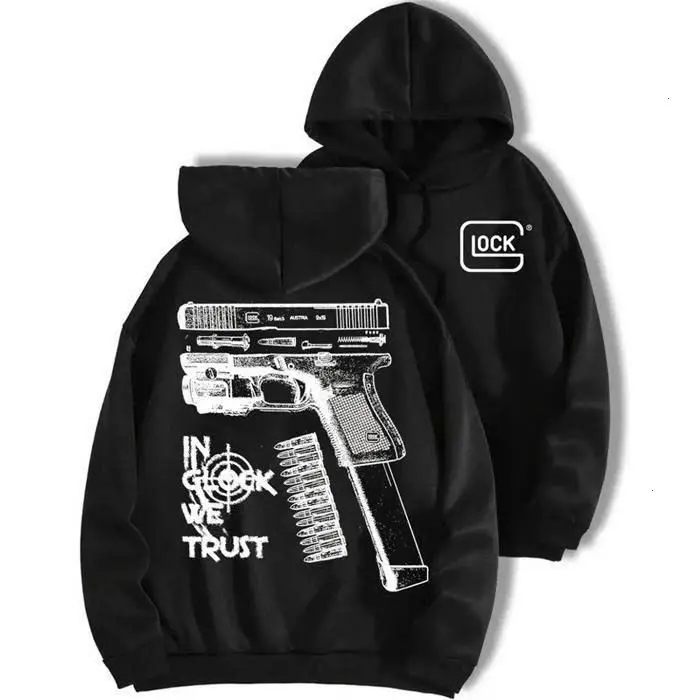 In Glock We Trust Graphic Hoodie, Unisex Pullover for Men and Women, Casual Streetwear, Comfortable Daily Wear for Fall Winter