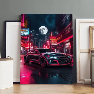 1 Count Wooden Framed Canvas, Cyberpunk Supercar Poster, Modern Art, Fashion Poster, Living Room Bedroom Decoration, Hallway Office Mural, Kitchen, Home Poster, Ideal Gift, High Definition, Waterproof, Artwork