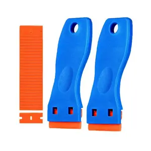 Plastic Razor Blade Scraper, 2PCS Scraper Tool with 100PCS Plastic Blades, Cleaning Scraper Remover for Stickers, Decals, Adhesive, Labels, Paint, Glass, Car, Window, Caulk, No Scratches