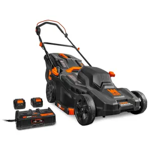 WEN 20839 20V Max 2-in-1 19-Inch Cordless Brushless Lawn Mower and Mulcher with Two 5Ah Batteries and Dual Port Charger
