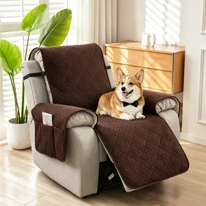 Waterproof Modern Reclining Chair Cover, Non Slip Sofa Covers with Pocket, Fits 23.6" Seat Width, Washable Furniture Protector for Pets Adjustable Recliner