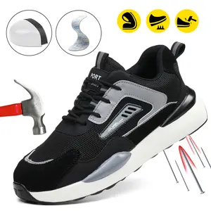 Anti-Puncture Safety Shoe Men's Lightweight Safety Shoes & Athletic Shoes with Kevlar Midsole, Slip-Resistant Outsole, Breathable Mesh Upper, Ideal for Construction & Warehouse