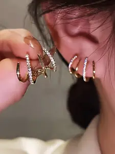 Fashionable Rhinestone Decorated Earrings, Elegant Jewelry for Party, Daily Clothing Decor, Trendy All-match & Exquisite Jewelry for Birthday Gift, High Quality Earrings