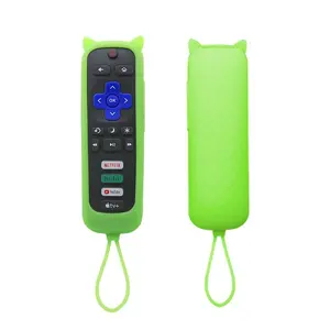Luminous Remote Cat Ear Shape Control Cover, Home Dust Proof TV Remote Control Cover, Silicone Glow in the Dark Protective Controller Replacement Cover(without Headphone Jack)