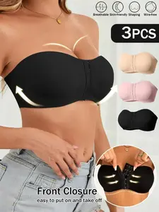 Women's Seamless Wireless Push-Up Strapless Bra, Full Coverage Unlined Wirefree Minimalist Breathable Design, Ideal for Casual Yoga & Daily Wear, Easy Care