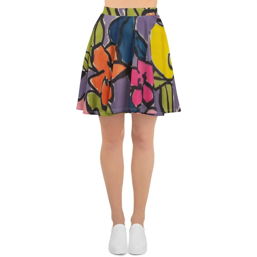 Loose Floral Skater Skirt
