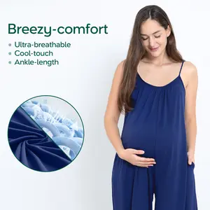 aulai Breezy-comfort Jumpsuit Ankle-length maternity outfits cool-touch ultra-breathable pregnancy must-haves Basic Jumpsuit with Pockets Minimalist cute maternity outfits