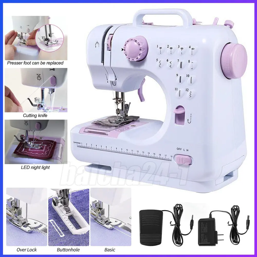 Portable Handheld Electric Sewing Machine - Beginner Sewing Machine with 12 Built-In Stitches, Household Use for Sports Shoe Bag Crafting & Mending, Ideal for Birthday, Christmas, Mother's Day Gifting (With AC Adapter), Portable Sewing Machine Handheld