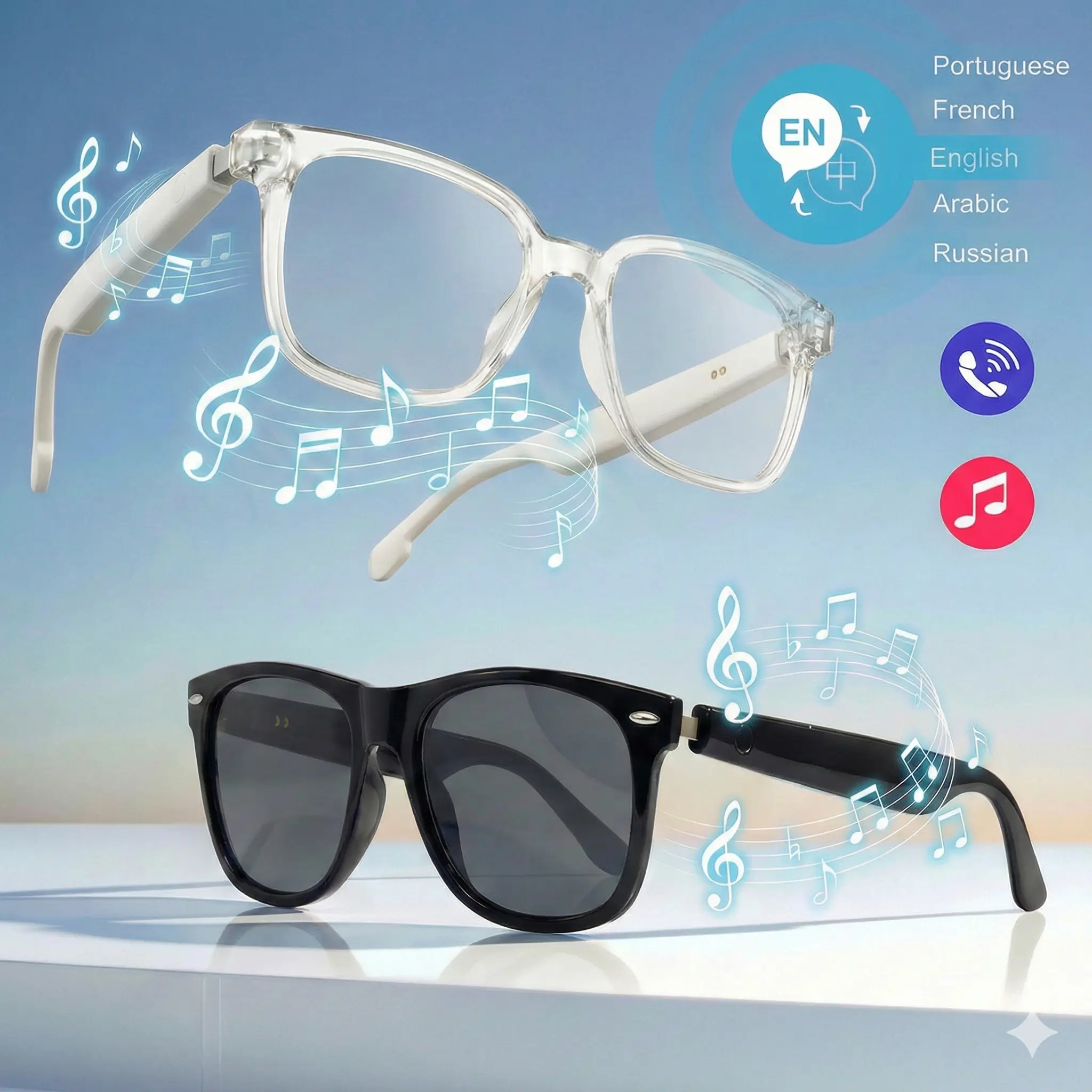 Smart Audio Glasses with Premium HiFi Music, HD Clear Calling, Lightweight Comfort Design, Ideal for Driving, Travel, Daily Commute and Outdoor Activities