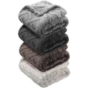 4 count Fleece 30" x 40" 3D Fluffy  Blanket for Boys  Little Girl  or  Receiving Swaddling Blankets(Dark Color)