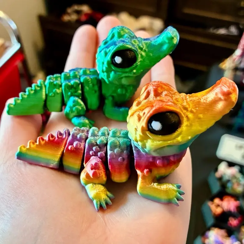 Articulated Crocodiles | 3D printed plastic articulated crocodile fidget toy for fun and stress relief - Decor Multicolor Gift