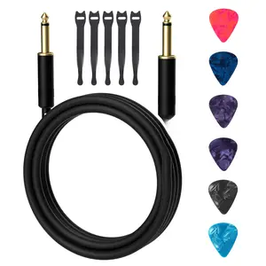 Guitar  50  -Straight to Straight Instrument - Plated-1/4 Inch TS Professional Electric Bass Guitar Cord Amp  6.35mm Male PVC Jacket with 6 Guitar Picks+5 Ties