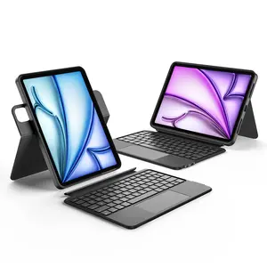 accrosoo Rotatable Detachable Magnetic Keyboard Case for iPad A16 11th/10th Gen,11" (M3 /M2) & Pro (4/3/2/1 Gen) & 10.9" Air 5/4 th with Larger-Touch Trackpad, Shockproof Bumper, Support Portrait, Magnetic Pencil Holder, Backlight,Full Protect, Black