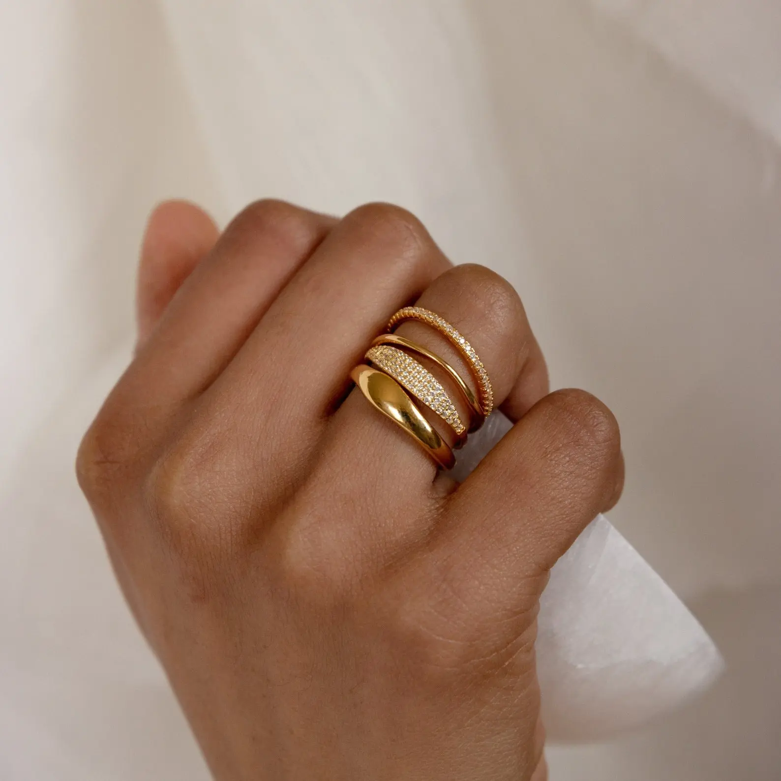 Duo Form Ring Set by Caitlyn Minimalist - Chunky Gold Statement Rings - Set of 2 Stacking Rings - Everyday Jewelry - Gift for Her