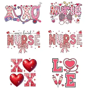 Nurse Themed Heat Transfer Sticker, 6 Counts/set Iron-on Patches for Decoration, DIY Decorative Sticker for Clothes, Crafts