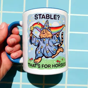 Funny Cat Mug ADHD Gift Idea, Quirky Goblincore Coffee Cup, Dopamine Decor Mental Health Humor, Sarcastic Rainbow Gift