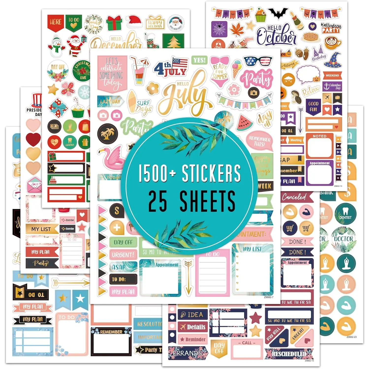 Planner Stickers - Monthly Planner Stickers and Accessories 25 Pages 1500 + Stunning Functional and Colorful Designs, Calendar Sticker Includes Festival Theme Journal Sticker
