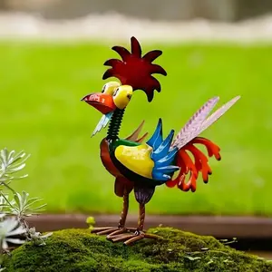 Metal-Rooster Outdoor Statue, Multi-color Animal Art Courtyard Decoration, Tabletop Ornaments Statue Decoration Crafts for Outdoor Lawn, Courtyard, Garden Sculptures Statues