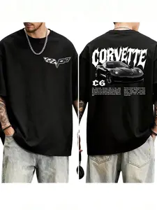 Chevrolet Corvette C6 Car Culture T-Shirt, Performance Car Theme Short Sleeve, Pure Cotton Fabric, Casual Fit, Summer Wear