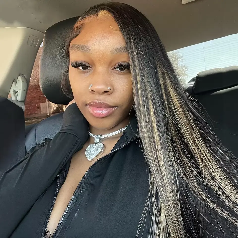 13x4 13x6 Highlight 1B 27 Wig Human Hair Blonde Highlight Straight Lace Front Wigs PrePlucked 180 Density Highlight Blonde Transparent Lace Front Human Hair Wigs