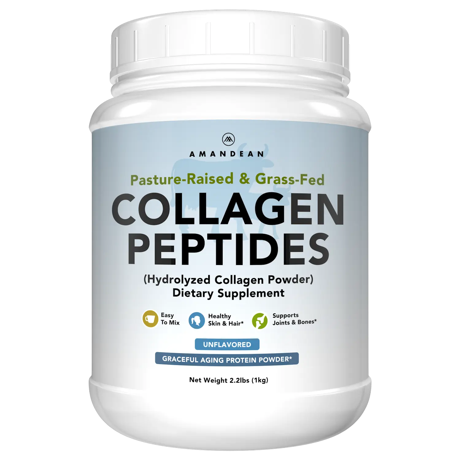 Amandean Premium Grass Fed Collagen Peptides Powder (1kg). 18 Amino Acids to Support Healthy Skin Hair & Nails.