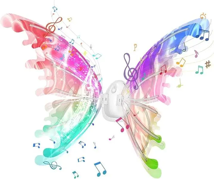 LED Electric Fairy Wings for Girls, Moving Butterfly Wings with Lights & Music, Toy for Halloween, Valentine, Birthday, Christmas, Party Toy