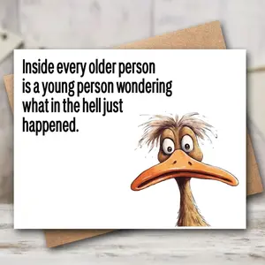 Funny 50th/60th Birthday Card | Getting Older Humor | Cute Duck Greeting Card