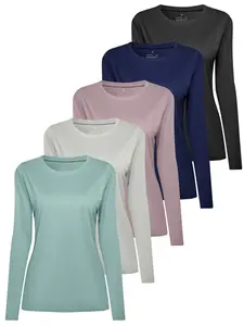 Comfortable Women's 5-Piece Long-Sleeve Sports T-Shirt Set Soft Multi-Color Palette for Fitness & Everyday Wear Ideal for Casual & Fitness Wear,summerwins