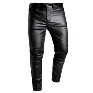 Men'S Casual High-Elastic Fashionable Street-Style Slim-Fit Windproof Motorcycle Pants