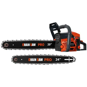 62cc Gas Chainsaw 24 Inch & 20 Inch Bar 3.6 HP 2-Cycle Gas Powered Chainsaw with Easy-Start Pro Anti-Vibration for Farm Ranch and Heavy-Duty Work
