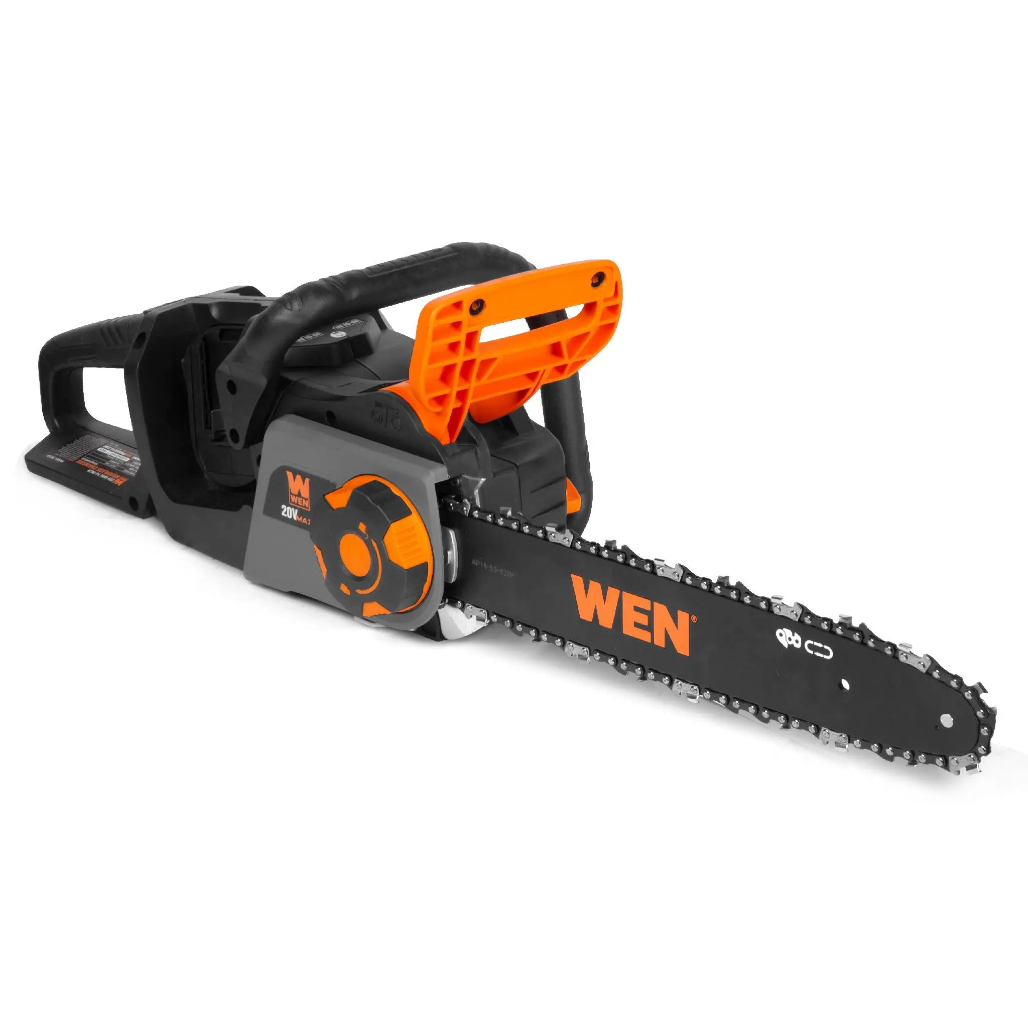 WEN 20754BT Battery Powered Chainsaw, 20V Max 14-Inch Cordless Brushless Model with Kickback Brake (Tool Only – Batteries Not Included), Quick Operation