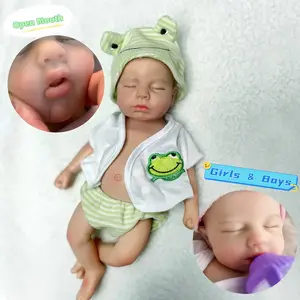 13 Inch Adorable Loulou Can Open Mouth Full Body Solid Silicone Reborn Doll With 3D Painted Skin Washable Soft Touch Feelings Newborn Doll Toys For Festival Gift