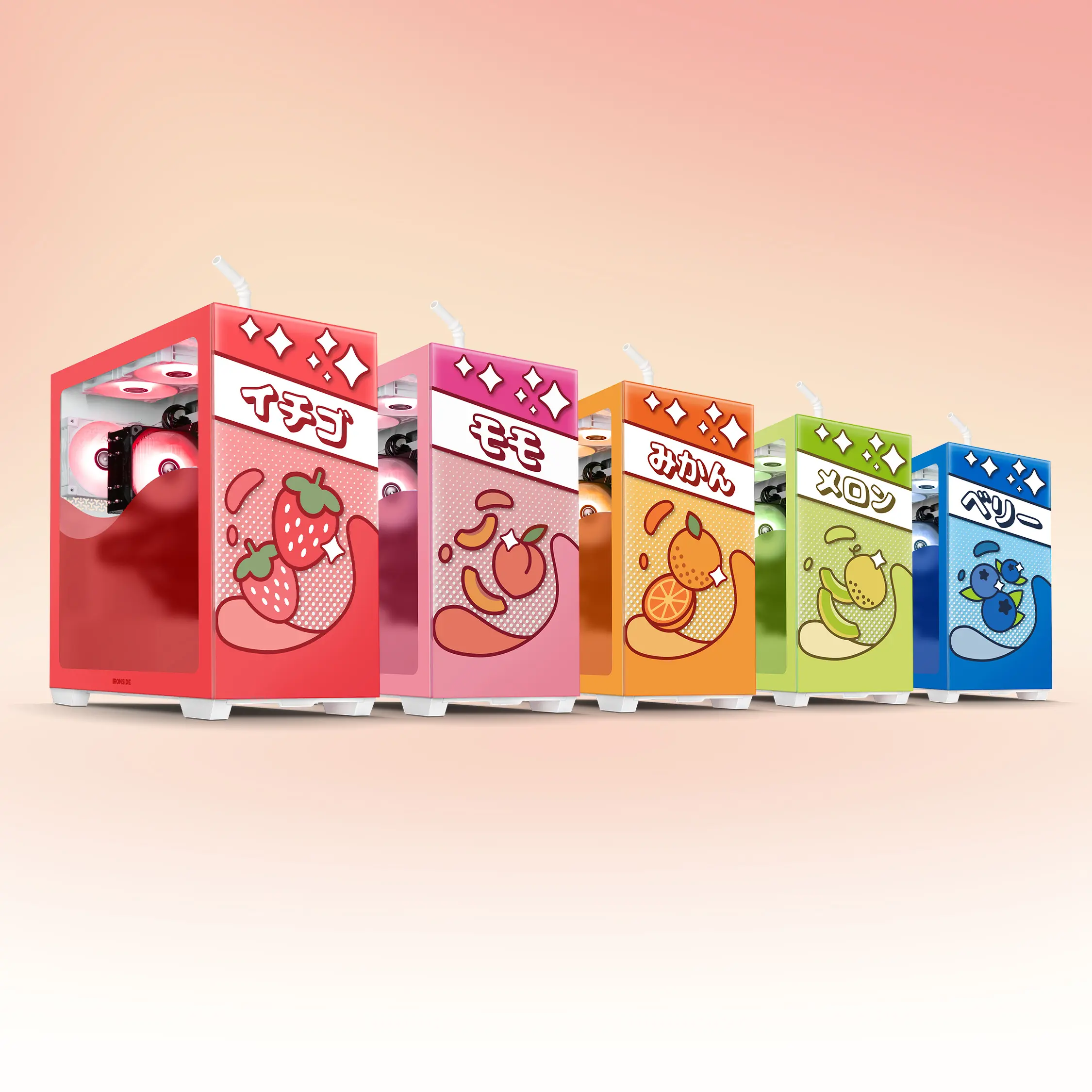Ironside Computers Juicebox PC Case - Kawaii Juice Box Design ATX Mid-Tower