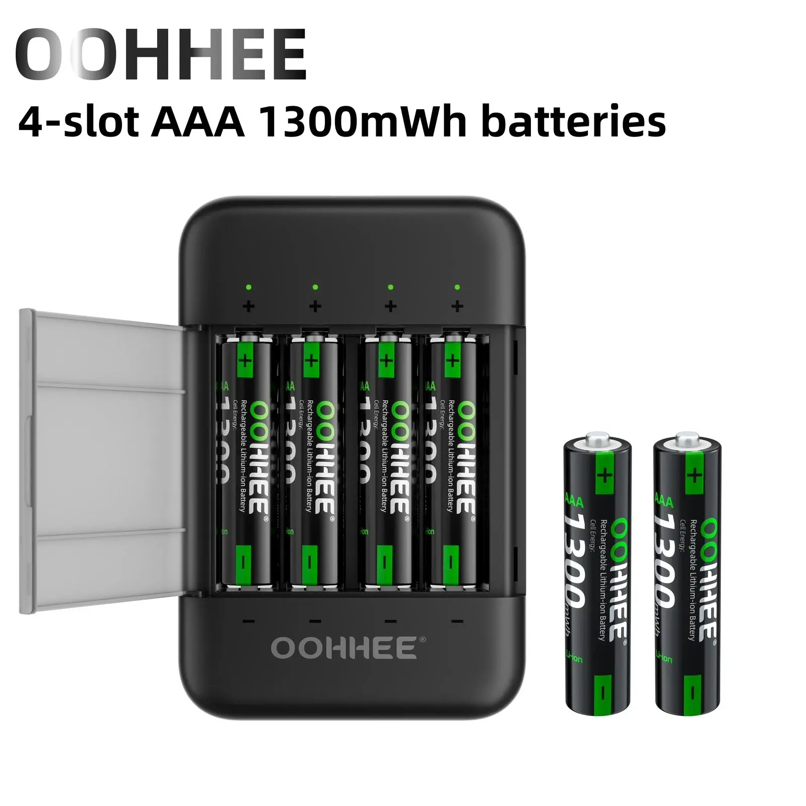 OOHHEE NEW 4pcs 1.5V Rechargeable AAA Lithium Batteries 1300mWh + Charging Storage Box