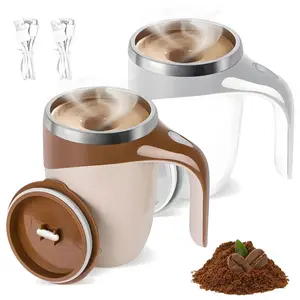 Electric Self-stirring Coffee Mug Magnetic Stirring Cup Rechargeable Automatic Mixing Cup w/LCD Thermometer for Coffee, Milk, Cocoa and Other Beverages,valentines gift ideas (12 .8Ounces)