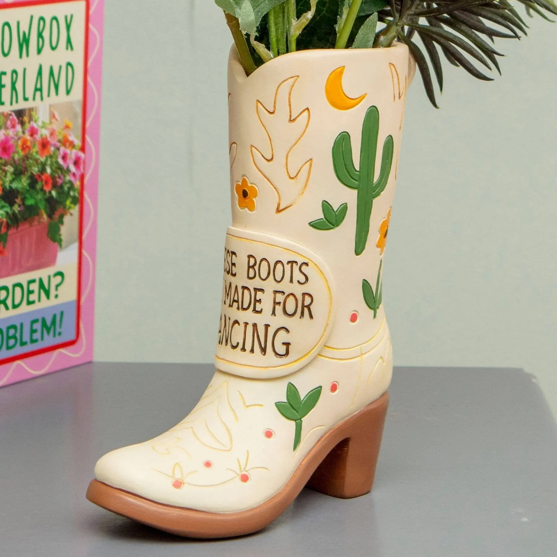 Cowboy Boot Shape Flower Vase - 8 in Western Vibe Home Decor, Statement Piece for Living Room