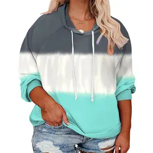 Plus size women's hoodie casual fashion tie dye sweatshirt fashionable loose waistband outerwear cute topRAIMENTRY