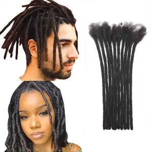 MXIRE 0.6cm and 0.4cm 0.8cm Width 4-12Inch 10-60 Strands Dreadlock Extensions 100% Real Human Hair Full Handmade Permanent Locs for Men, Women and Children Crochet Braids