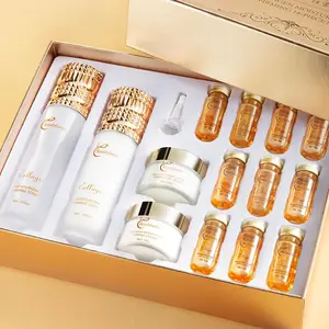 Collagen Moisturizing Skincare Set - 14 pieces of Korea's top skincare essentials including cleanser, toner, serum, eye cream, face cream, moisturizer, skincare, Mother's Day gift. Moisture Aloe