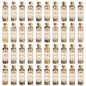 40 Jars Dried Herbs & Flowers Kit with Guide Book - Witchcraft Supplies Set for Beginners, Wiccan Altar, Rituals, Spellcasting & Incense Making - 40+ Herbal Ingredients with Labeled Jars & Spell Parchments - Halloween, Christmas Party Gift, Easter